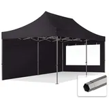 TOOLPORT 3x6m - mit 2 Seitenteilen (Panoramafenster) Premium Dach Partyzelt schwarz
