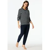 SCHIESSER Schlafanzug Casual Essentials (2 tlg) wärmende Frottee-Qualität, Rundhalsausschnitt, langärmelig blau XXL (44)