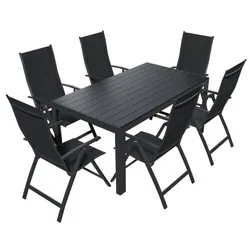 Lex Alu Gartensitzgruppe 7tlg. Gartenmöbel Set Gartenset Sitzgruppe Essgruppe Tisch
