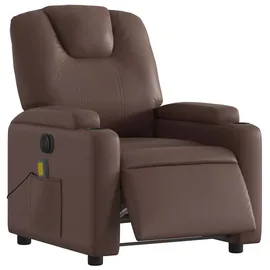 vidaXL Massagesessel Elektrisch Kunstleder 144 x 78,5 x 0 cm Braun mit Fernbedienung