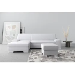 Ecksofa DOMO COLLECTION "Anzio L-Form", silber, B:271cm H:85cm T:160cm, Sofas, wahlweise mit Bettfunktion und Federkern