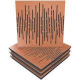 Akustikplatte, Motiv: Wave, 4 Stück, Schallabsorption, 50 x 50 x 5 cm, Absorption, Diffusion, Reflexion, Schalldämmung, Isolierung, Holz, perforiert, laminiert: Wave, Kirsche