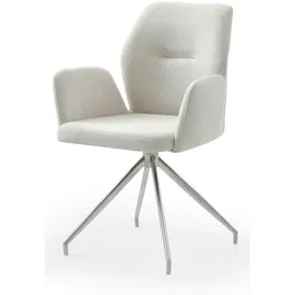 SalesFever Armlehnstuhl mit 180° Drehfunktion Strukturstoff Edelstahlgestell silber Creme