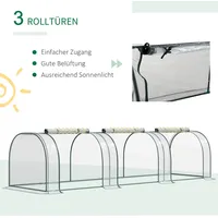 Outsunny Gewächshaus, Treibhaus mit Tür, Frühbeet, Pflanzenhaus, Pflanzenaufzucht, Stahl PVC, 350 x 100 x 80 cm, - grün