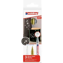 Glanzlack-Marker edding 751 metallic 1-2mm gold, silber, weiß VE=14x3 Stück