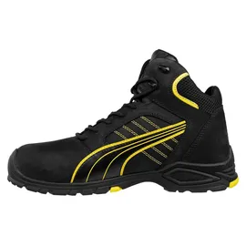 Puma Amsterdam Mid Gr. 42 schwarz/gelb Leder S3 SRC EN20345