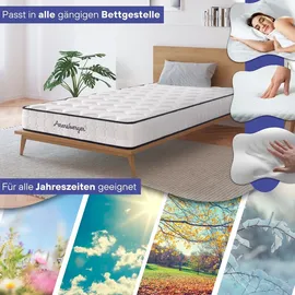 Arensberger LENA Federkernmatratze mit Memoryschaum 160x200cm Höhe 21cm Härtegrad H3 HR Taschenfederkern Matratze Rollmatratze