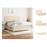 vidaXL Boxspringbett mit Matratze Creme 160x200 cm Stoff