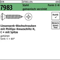 Reyher Linsensenkblechschraube DIN 7983 PH C 3,9x9,5-H Stahl gehärtet
