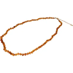 Collier FIRETTI "Schmuck Geschenk Messing Halsschmuck Halskette Edelstein", bunt (gelbgoldfarben, cognac), Halsketten, Damen, Messing, L: 65cm B: 6mm, Made in Germany - mit Bernstein, B:6mm