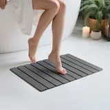Volminex Stein Badematte rutschfest, Badteppich Schnelltrocknend, Kieselgur Badezimmerteppich, Diatomite Stone Bath Mat, Faltbar Badvorleger für Dusche, Badewanne, Toilette (Dunkelgrau, 60 x 39 cm)