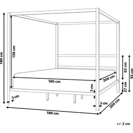 Beliani Himmelbett 180 x 200 cm Schwarz