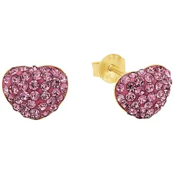 Paar Ohrstecker AMOR "Herz, Trachtenschmuck, Volksfest, 2039218, 2039219", pink (gelbgoldfarben, pink, pink), Ohrringe, Damen, Silber 925 (Sterlingsilber), mit Kristallglas