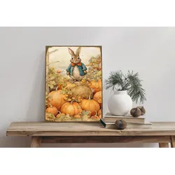 Alu-Dibond-Druck QUEENCE "Hase", orange (farbe bild(er): orange), B:20cm H:30cm T:0,2cm, Alu Dibond, Bilder, Kürbisse, Natur, Schild