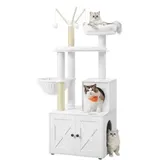 Songmics FEANDREA Kratzbaum, mit Katzenklo-Schrank 2-in-1 weiß