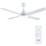 Newday Deckenventilator mit Beleuchtung und Fernbedienung Leise, 122CM Deckenventilator mit Licht LED Lampe Weiß, Deckenventilatoren mit Beleuchtung Dimmbar mit 4 Flügeln für Schlafzimmer Wohnzimmer