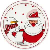 Excelsa Snowman Panettone oder Pizzateller, 6 Stück, 30,5 cm, Porzellan, Weihnachtsdekoration