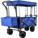 HAPPYBUY Bollerwagen Faltbar 92,7 x 54,3 x 98,5 cm, Handwagen faltbar 100 kg, Blauer Bollerwagen Dach Luftreifen 600D Oxford Polyester, Klappbarer Handwagen mit 2 Klettbändern