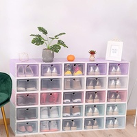 Kaichenyt 20 Stück Schuhboxen, Faltbarer Schuhkarton Stapelbare Kunststoff Schuhaufbewahrungsbox Transparenter Schuh-Organizer mit Deckel für Damen und Herren, 33 x 23 x 14 cm (Grün)
