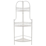 Lex Eckregal 3 Etagen Metallregal Blumenregal Etagere Gartendeko Metall antik weiß