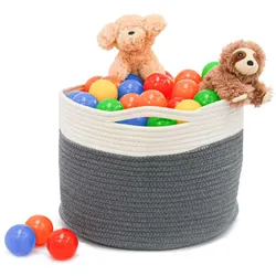Ø34x25 Baumwoll Seilkorb 20L Aufbewahrungskorb Boho Wäschekorb Kinderzimmer Korb