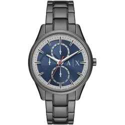 Multifunktionsuhr ARMANI EXCHANGE, schwarz (anthrazit, blau), Armbanduhren, Herren, Quarzuhr, Armbanduhr, Herrenuhr, analog, Edelstahlarmband