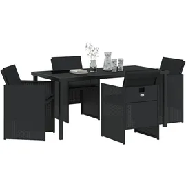 vidaXL Garten Essgruppe 5 pcs Schwarz Poly-Rattan - Schwarz