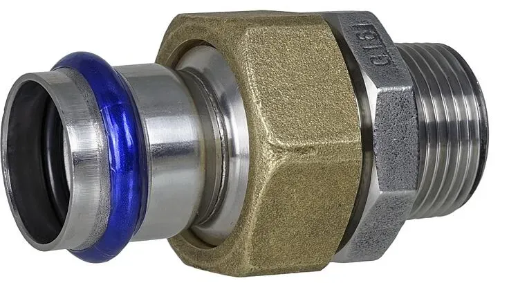 Edelstahl Pressfittings Durchgangsverschraubung AG, Kontur V (Ausführung: 28 - 1''AG)