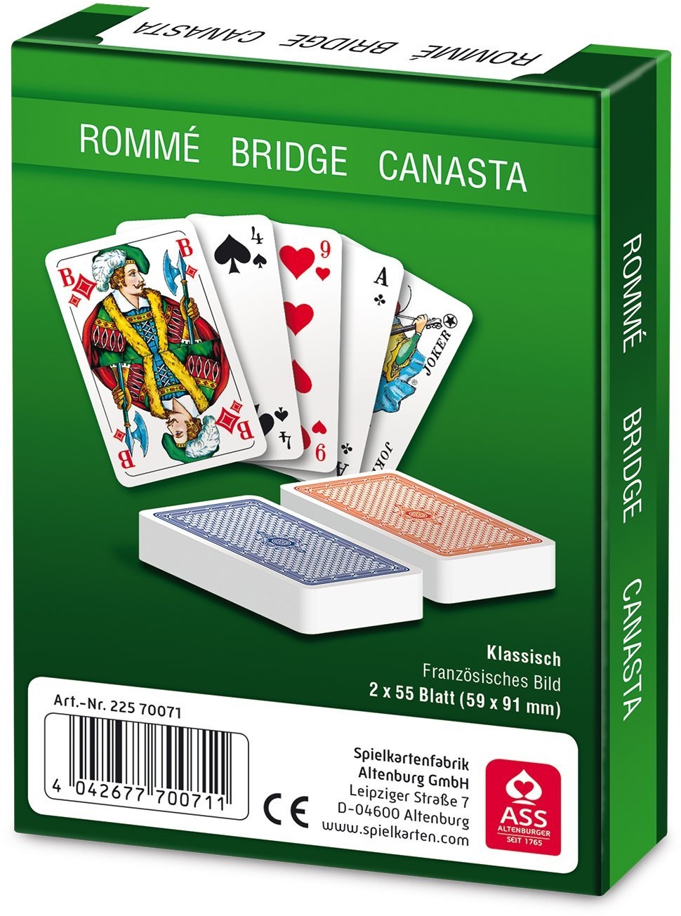 ASS Altenburger 22570189 Spielkartenkassette Romme Canasta Bridge Skat Set NEU 