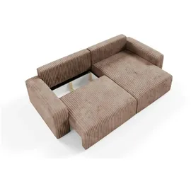 furnisell Eckcouch Cord 2-Sitzer Braun