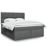 vidaXL Boxspringbett 180 x 200 cm Dunkelgrau