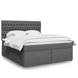 vidaXL Boxspringbett 180 x 200 cm Dunkelgrau