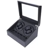 Chynalys Uhrenbeweger 10 Uhren, 4+6 Automatik-Uhrenbeweger, Watch Winder mit Sichtfenster, 2 Drehmodi, Luxus-Uhrenbeweger Leder Aufbewahrung Vitrine Box, extrem leiser Motor(Schwarzes Leder)