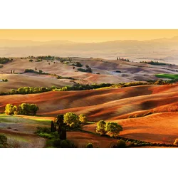 Fototapete PAPERMOON "Toskana Landschaft", bunt (mehrfarbig), B:3,5m L:2,6m, Vlies, Tapeten