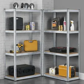 Juskys Lagerregal Easy 2er Set - Schwerlastregal 160x80x40 cm 8 Böden | 640 kg verzinkt