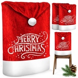 Kesser Premium Weihnachtsstuhlüberzug Set Stuhlhussen für Weihnachten Nikolausmütze Stuhlbezug Husse Weihnachtsdeko für Stühle Überzieher / Weiß / 2