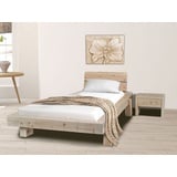 Casamia Holzbett Zirbenholzbett Zirbenbett Balkenbett Bett Mia 1 Zirbe massiv beige 120 cm x 232 cm x 90 cm