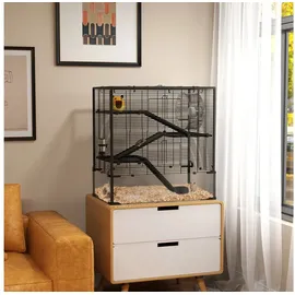 PawHut Kleintierkäfig 78,5 x 48,5 x 80 cm schwarz