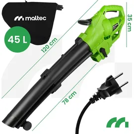 Maltec Laubbläser Laubsauger mit Schredder 3500 W