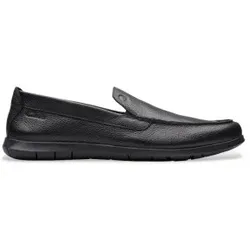 Clarks für Herren. 26176952 Flexway Step Leder Mokassins schwarz (44), Wohnung, Keine, Lässig, Klassisch