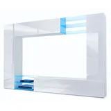 Vladon Wohnwand, Weiß Hochglanz, Holzwerkstoff, 262x182.5x39 cm, Wohnzimmer, Wohnwände, Wohnwand-Sets