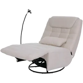 Mendler Relaxsessel HWC-P92 Chenille 82 x 96 x 82 cm creme-weiß drehbar mit Kippfunktion