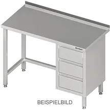 Stalgast Arbeitstisch ohne Grundboden, 1700x600x850 mm, mit 3er Schubladenblock links, ohne Aufkantung, verschweißt