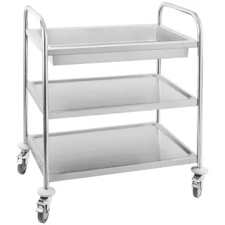 Royal Catering Servierwagen - Edelstahl 2 Borde + Abräummulde - Ablagen: 82 x 50 cm - 500 kg -