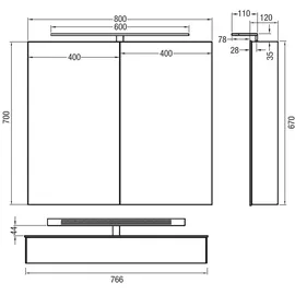 Megabad Profi Collection Entry SPS 80 cm silber eloxiert