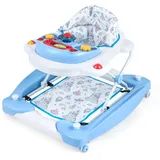 DREAMADE 6-in-1 Lauflernhilfe, Höhenverstellbar Baby Walker mit Musik & Abnehmbarem Sitz, Lauflernwagen mit Schaukelfunktion, Klappbarer Gehfrei für Baby ab 6 Monate, belastbar bis 12KG (Blau)