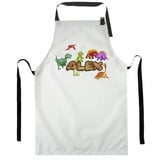 Ferocity Personalisierter Kinderschürze Kind Malschürze Kunstkittel Kochschürze Apron Werkschürze mit einem Motiv Weiß Dinosaurier mit Namen[074] - 60 - 44 cm