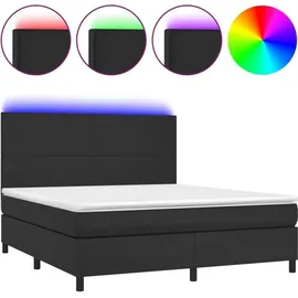 vidaXL Boxspringbett mit Matratze & LED Schwarz 180x200 cm Kunstleder