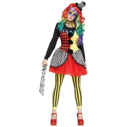 Fun World Kostüm Böse Harlekina Kostüm, Clownesse Kostüm für Halloween und Horrorzirkus bunt S-M