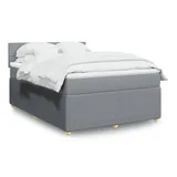 vidaXL Boxspringbett mit Matratze Hellgrau 140x200 cm Stoff